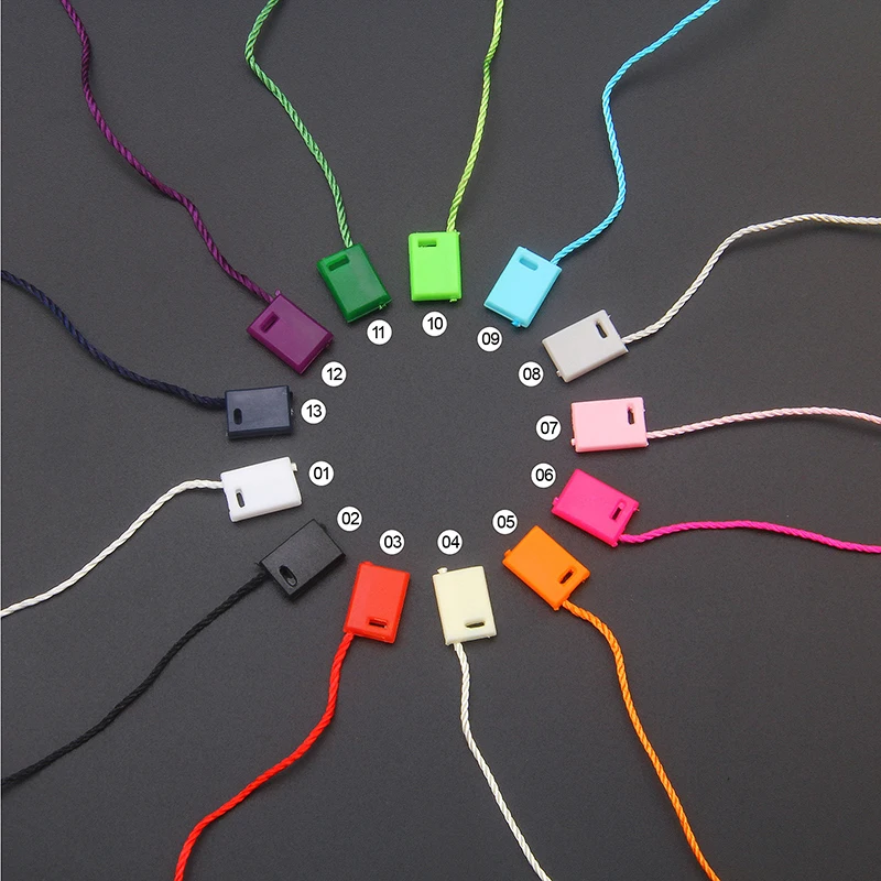 100 Pcs 18cm DIY Clothes Tag Clothing Wire Rope Single-Hand Rope Hanging Plastic Beads Square Tags Labels Polyester Cord