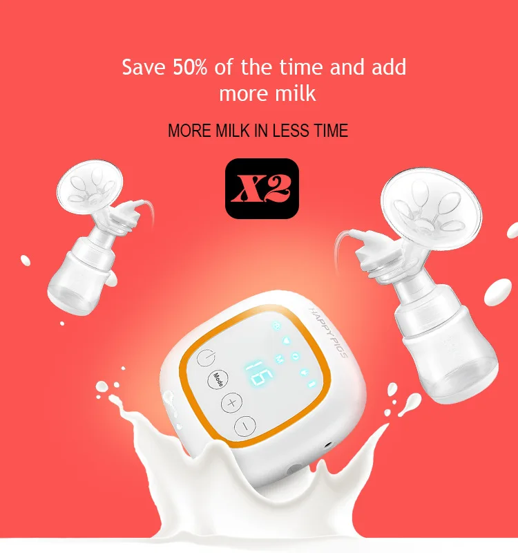 Unisex Bilateral Electric Breast Pump Mute Massage Prolactin Breast Pump Memory 16 File Touch Screen Digital Display