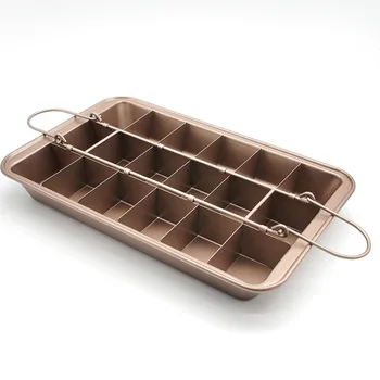 

18 Cups Thicken Square Lattice Molds Home Baking Tool DIY Non-Stick Carbon Steel Brownie Baking Pan Chocolate Cake Mold LA634