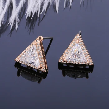 

Simple Triangle Shape Stud Earrings For Woman Big CZ Zircon Geometric Earring For Girl Party Fashion Jewelry Gift Wholesale 2020
