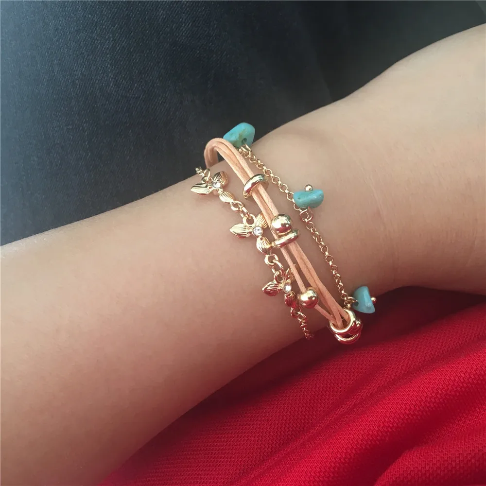 

2019 F/W trendy Mix Turtle Wave Marble Charm Bracelets for Women Boho Bracelet multi layered Jewelry Wholesale