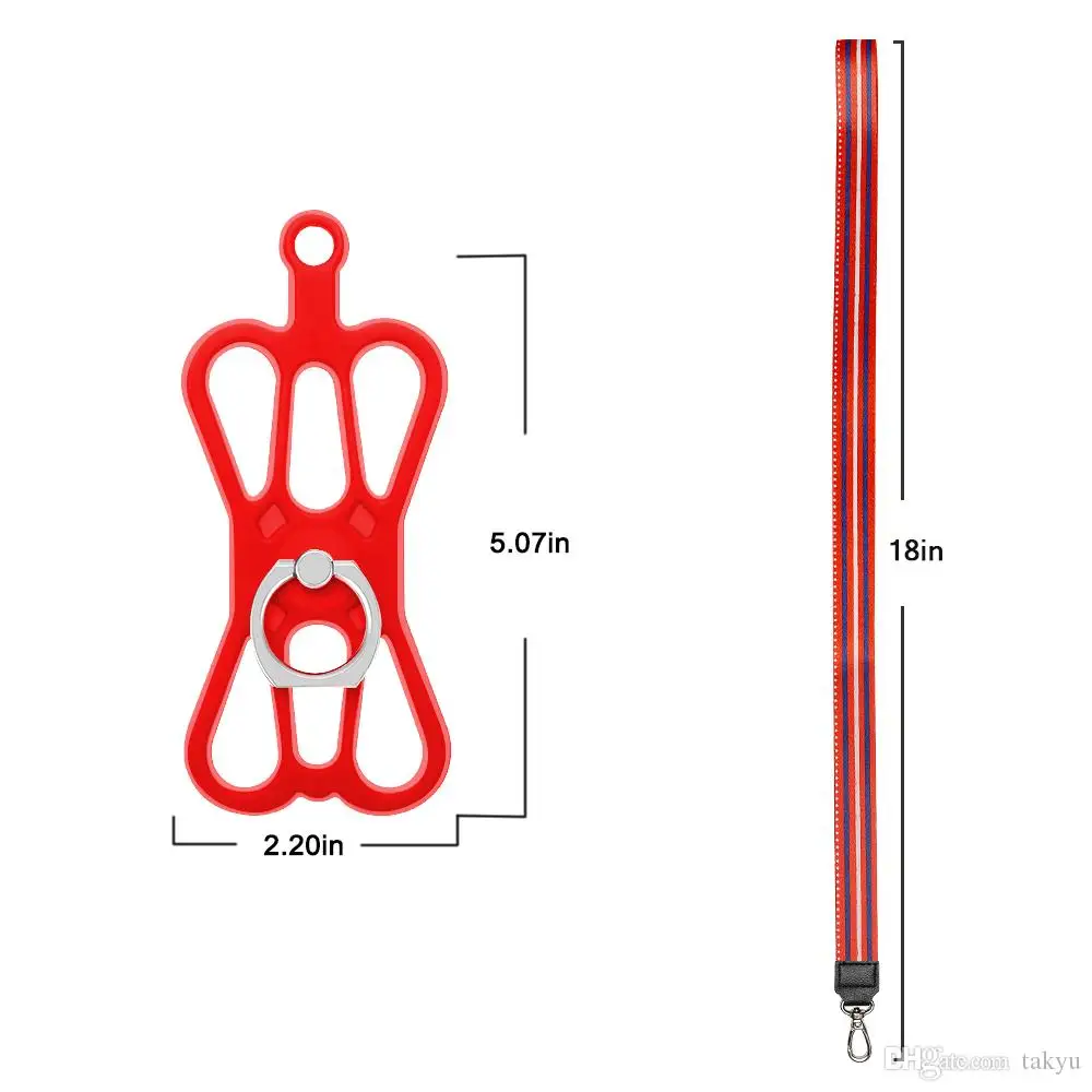 Cell Phone Lanyard Holder, 2 in 1 Phone Lanyard & Card Necklace Phone Holder with Ring Stand Compatible with iPhone, Samsung and Smartphone