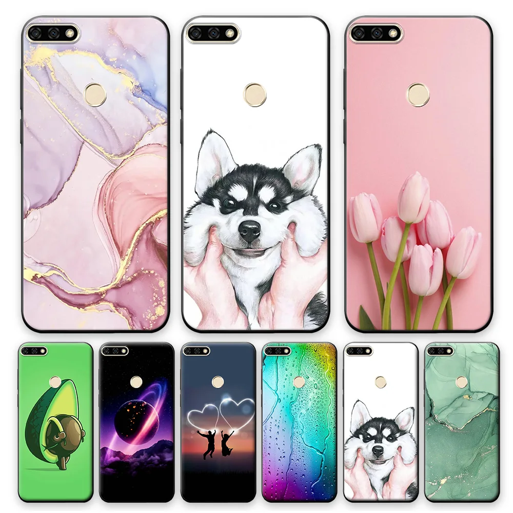 For Huawei Y7 Prime 2018 Case 5.99&quot Fashion Phone Shell on Soft Silicone Protective Cover | Мобильные телефоны и
