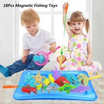 

18Pcs/Kit Baby Kids Magnetic Fish Bath Shower Toy Game Rod Fishing Toddler Thinking Training Bath Toys Set High Quality