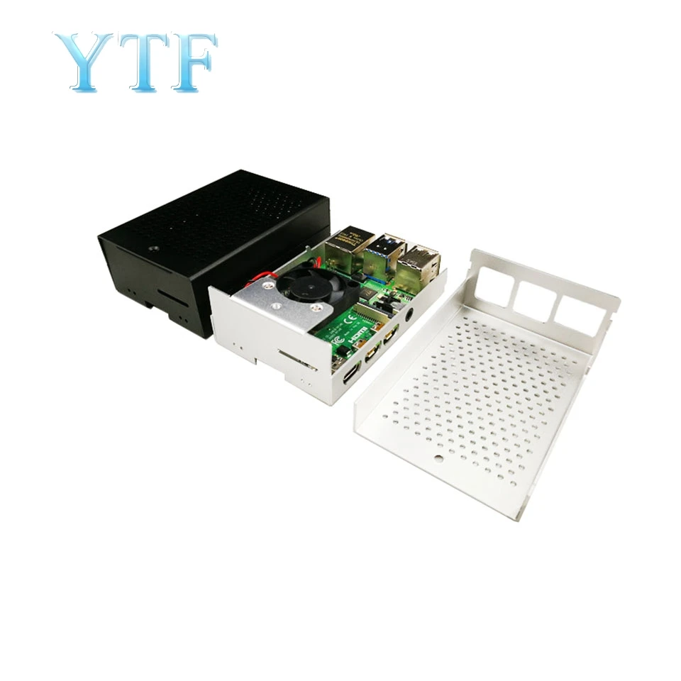 

Raspberry pi 4B aluminum alloy case heat sink metal case contains fan