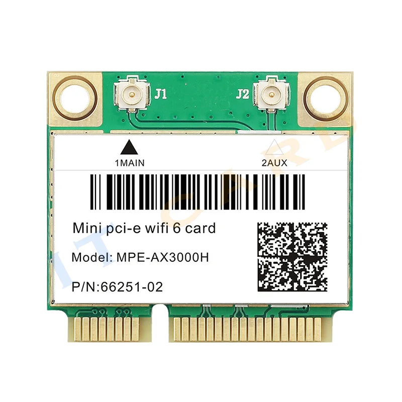 Двухдиапазонный Wi Fi 6 2 4 ГГц/Wi 5 ГГц MPE AX3000H кард 802.11ax/ac Гбит/с Bluetooth 0 Половина mini PCI E
