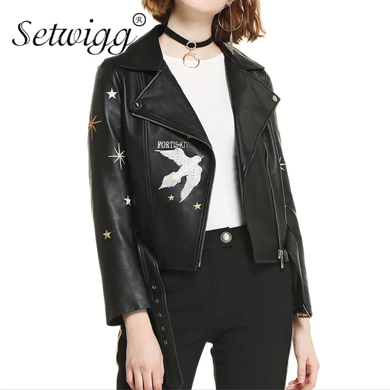 embroidered motorcycle jacket