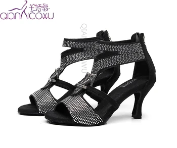 

luxury 2019 jazz salsa ballroom latin dance shoes for dancing women standard female waltz latina pumps sandals black