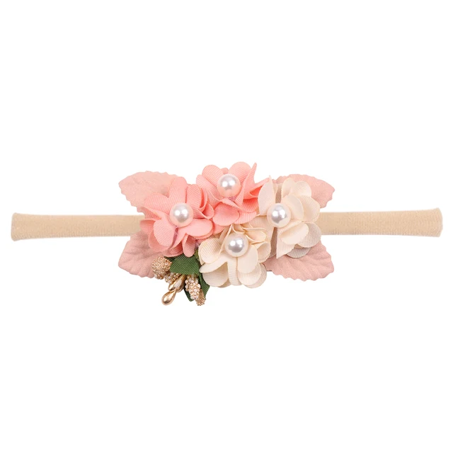 Fashion Florals Flower Headband Newborn Baby Elastic Princess Hairbands Child Kids Pearl Fresh Style Cute Headwear Gifts 28