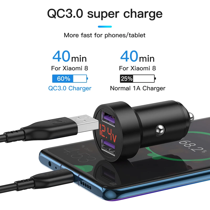 KUULAA Quick Charge 3,0 USB Автомобильное зарядное устройство для iPhone Xiaomi samsung huawei SCP QC3.0 QC Быстрая зарядка автомобильное зарядное устройство для мобильного телефона