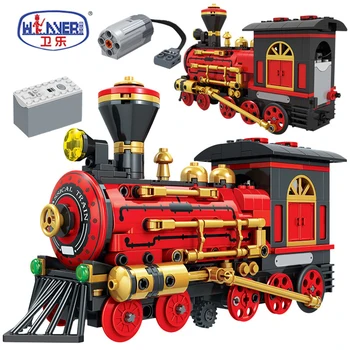 

JEMLOU 372pcs Ideas City Electric Classical Red Train Building Blocks Technic Classic Power Train Bricks Toys for Children