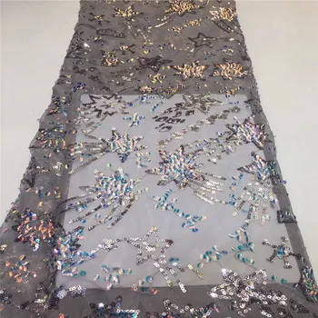 

2019 Newest Arrival Beautiful French Sequins Lace Fabric Net Fashionable Bright African Lace Fabric For Party Dress