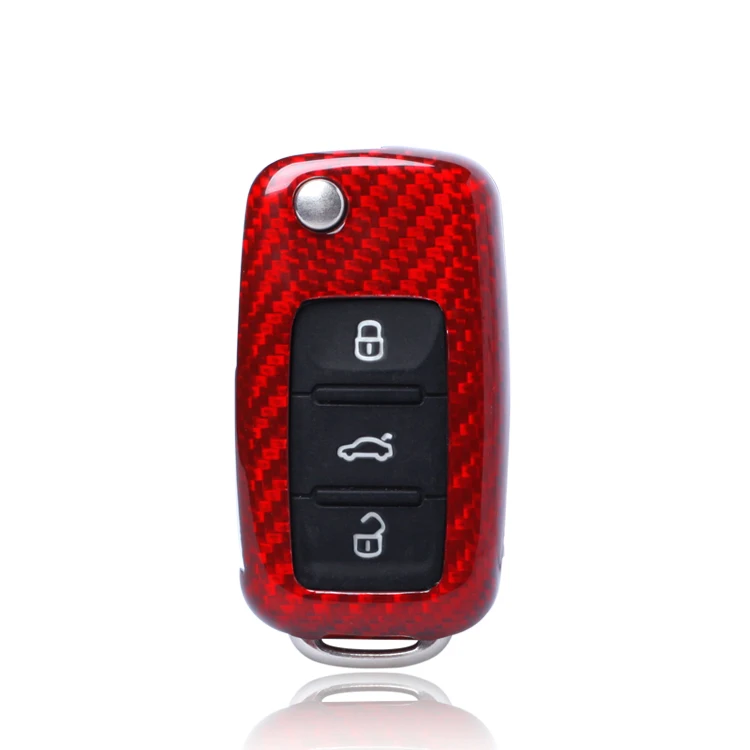 

For VW Golf 6 Passat B7 Jetta Tiguan Genuine Carbon Fiber Car Key Case Remote Fob Cover Shell Auto Protective