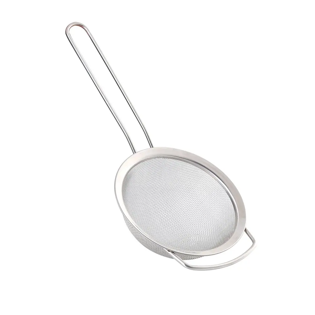 Stainless Steel Wide-Width Wide Ear Oil Grid Steel Handle Mesh Leak Ordinary Mesh Twill Mesh Colander Hand-Held Flour Sieve