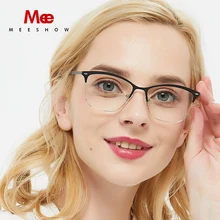 Meeshow Оправа очков из титанового сплава для женщин Кошачий глаз очки близорукость очки полностью металлические женские оптические очки оправа 5061