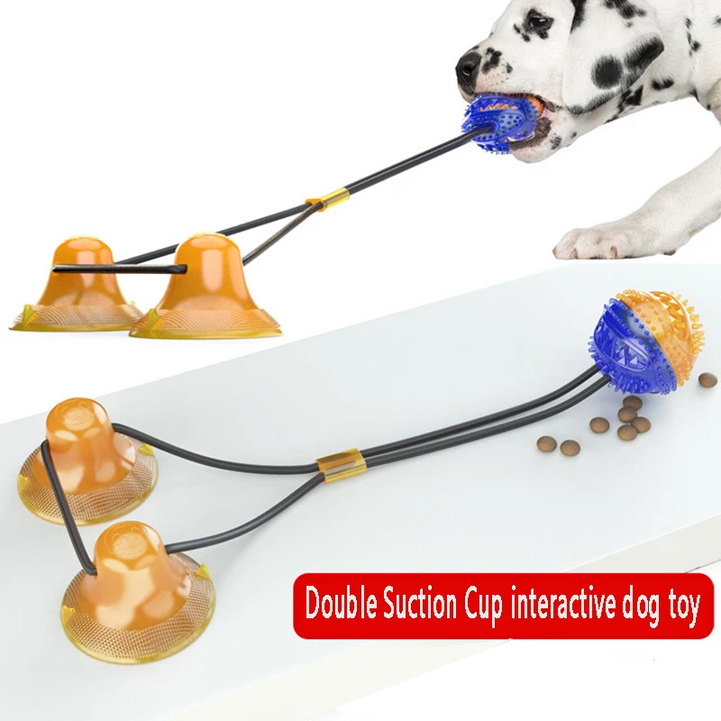 

Dog Rope Ball Pull Toy double Suction Cup Chew Tug Toys