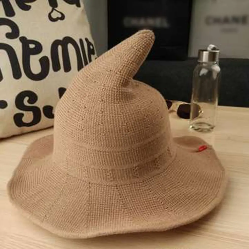 

New Novelty Hat Women Witcher Foldable Wide Breathable Sunproof Bucket Funny Hat Cap Witch Spire Wide Brim Cotton Wizard Pot Hat