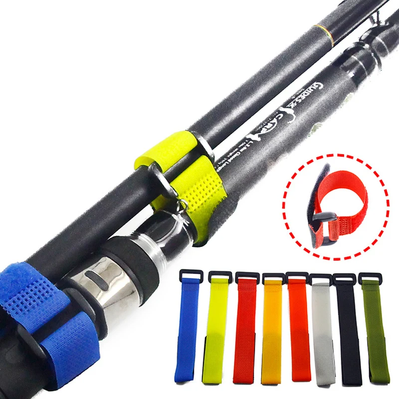 

10 Pcs Fishing Rod Tie Holder Strap Fastener Reusable Adjustable Accessories ENA88