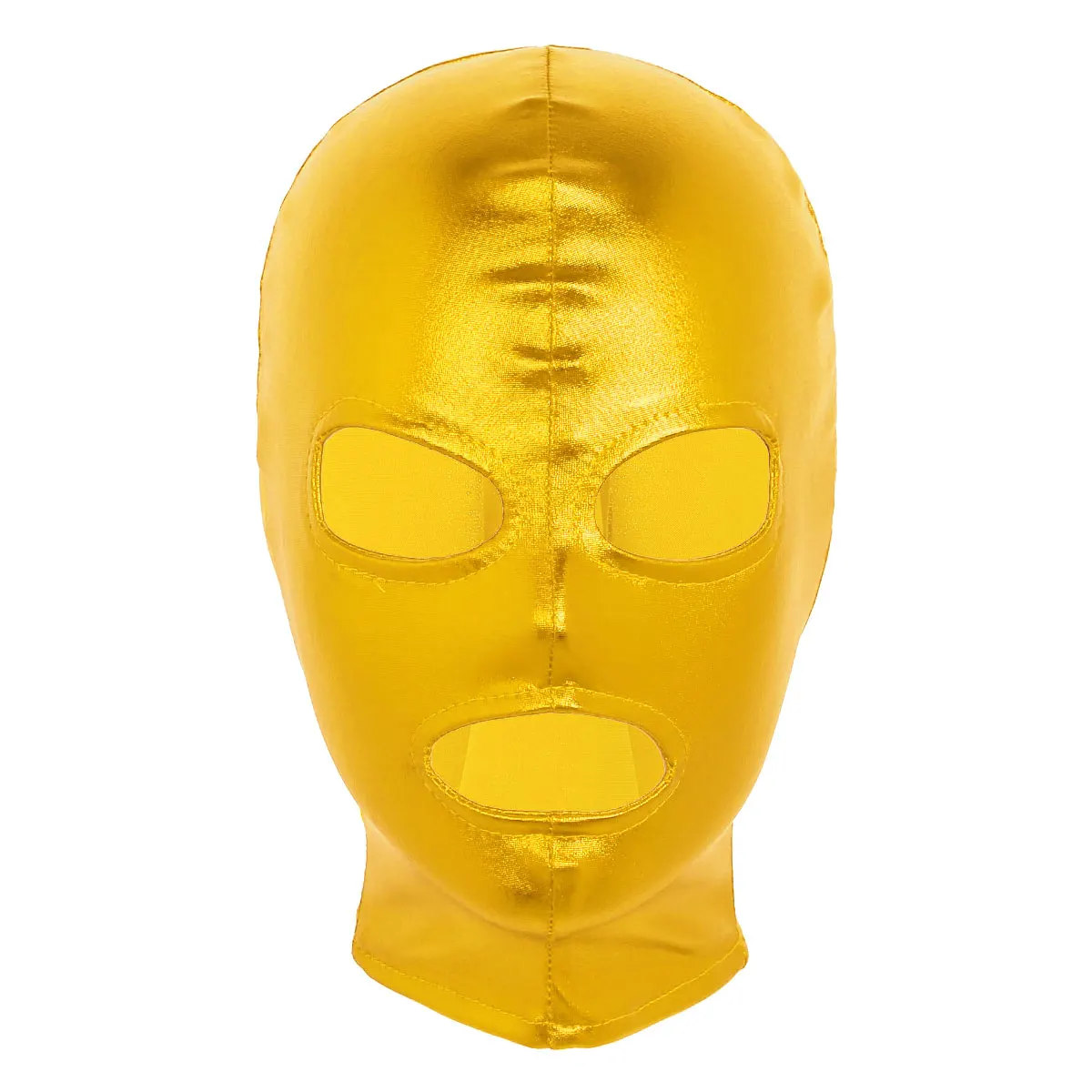 Популярные мужские и женские косплей блестящие металлические латексные маски для лица маскарадные глаза и рот головные уборы полностью маска для лица капот для ролевых игр аксессуары - Цвет: Gold