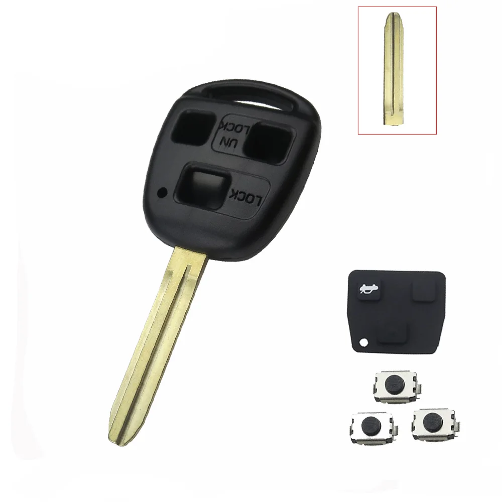 OkeyTech 3 кнопки пустой транспондер авто ключ оболочки чехол для Toyota Camry Corolla Verso Avensis Prius Toy48 резиновая накладка переключатель - Цвет: A