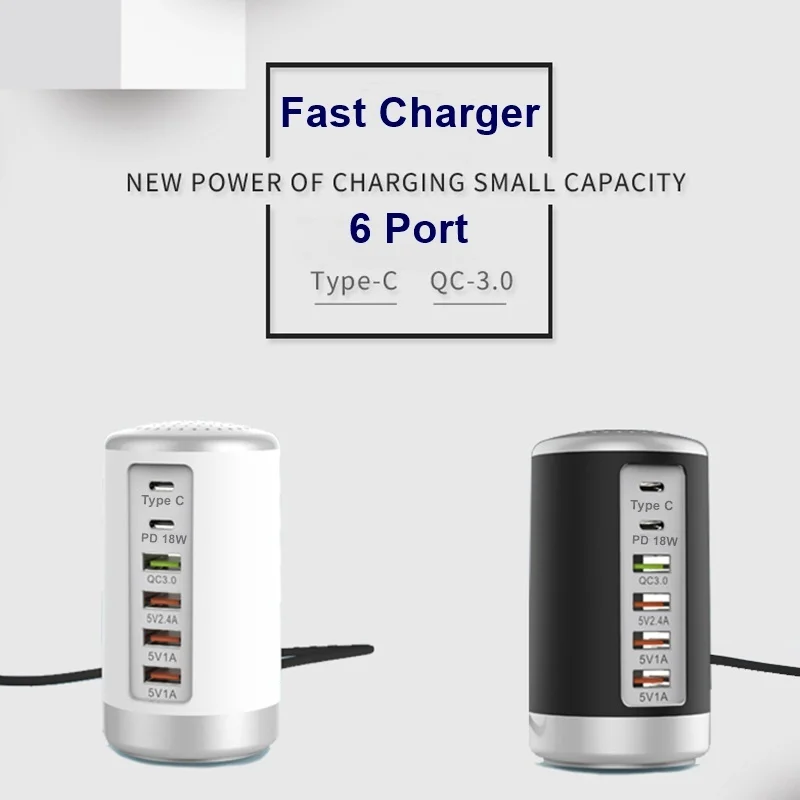 Tongdaytech 65 Вт USB быстрое зарядное устройство концентратор Быстрая зарядка 3,0 мульти 6 портов usb type C PD зарядное устройство зарядная станция Каррегадор порт atil