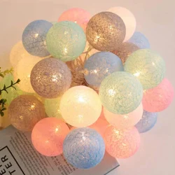 10/20 LED Cotton Ball Light Strings Garland Balls Fairy Lights String Outdoor Holiday Wedding Christmas Lights For Bedroom Decor