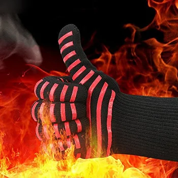 

1pc High temperature Resistant BBQ Fire Gloves Flame Retardant Non-slip Fireproof Grill Insulation Microwave Oven Gloves