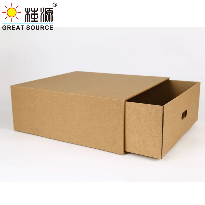 MQQ Foldaway Storage Box Corrugrated Desk Top Organizer Single Drawer Quality Kraft Board Storage Box Wit Punch Handle (2PCS)