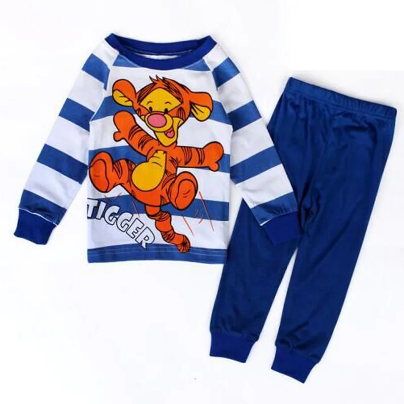 Homewear Spring Children Pajama Tops Suit Clothes B Child Boy Girl Cartoon Tigger Stripe Leisurewear Sets Kid Cartoon Household