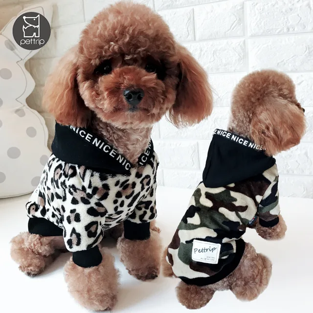 Warm Dog Coats with Caps Leopard Printing Two Feet Pet Jackets for Autumn and Winter 2021 Hot Sale Clothes for Pet Dog 4