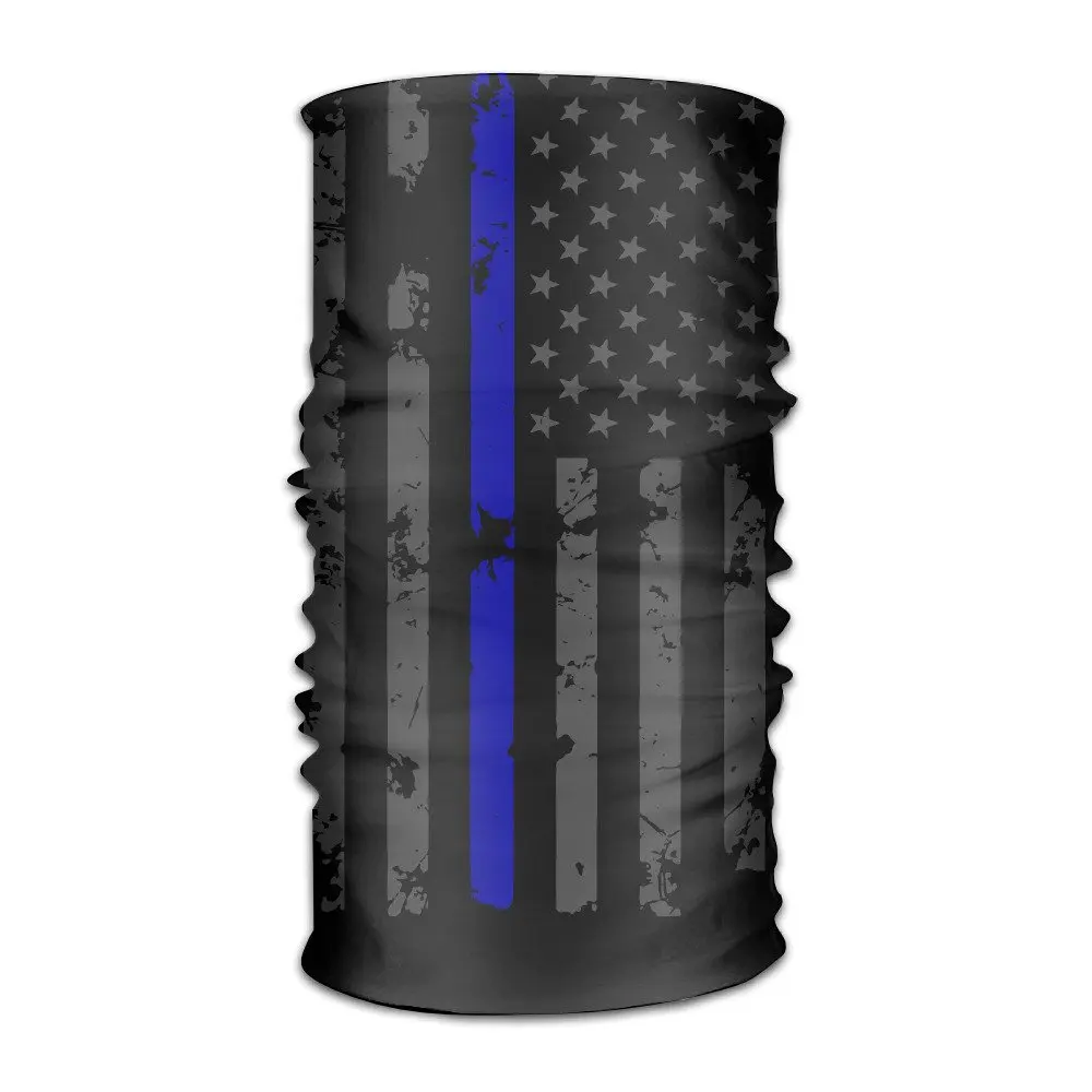 

DahelinG Unisex Stylish Thin Blue Line Flag Police American Quick Dry Microfiber Headwear Outdoor Magic Bandana As Neck Gaiter