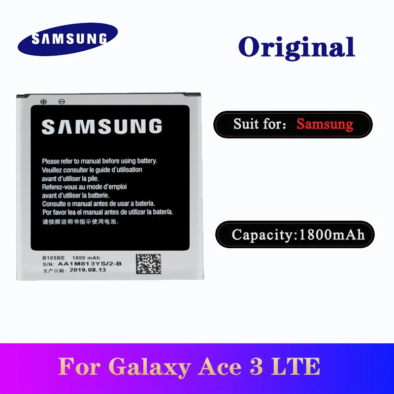 Аккумулятор B105BE для Samsung Galaxy Ace 3 LTE GT-S7275 S7275B S7275T S7275R Light T399 NFC Оригинал Bateria 1800 мАч |