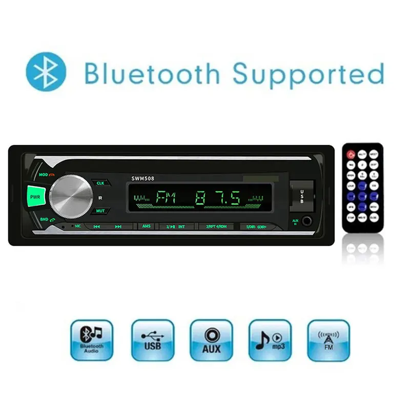 AUX USB Авто mp3-плеер FM модулятор Bluetooth красочные кнопки света Универсальный Автомобильный MP3 радио плеер Запись/копирование