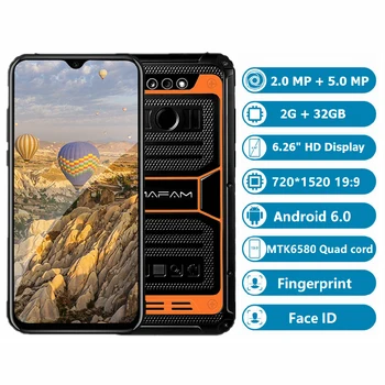 

Mafam MF8 3G Rugged Smartphone 6.26" Full Water Drop Screen Finger Print Face ID MTK6580 Quad-Core Android 6.0 2G 32G 4000mah