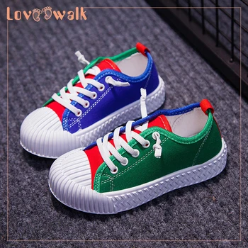 

Girl Shoes Autumn Teenage Sneakers 2019 Patchwork Kids Canvas Shoes Two Colors Boys Casual Sneakers Children Slip On Shoes