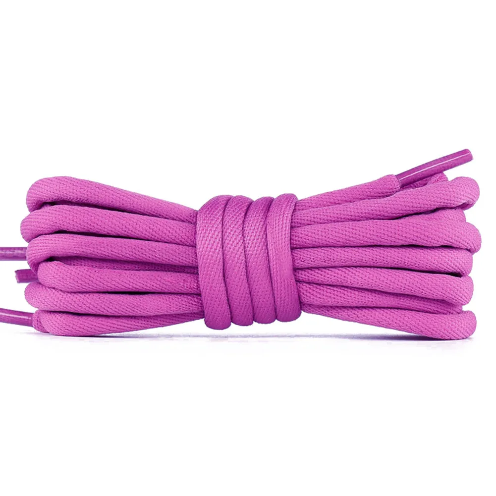1 пара 140 см модные повседневные круглые длинные шнурки для кроссовок для женщин и мужчин сплошной цвет Спорт на открытом воздухе обувь кружева струны кордоны - Цвет: Фиолетовый