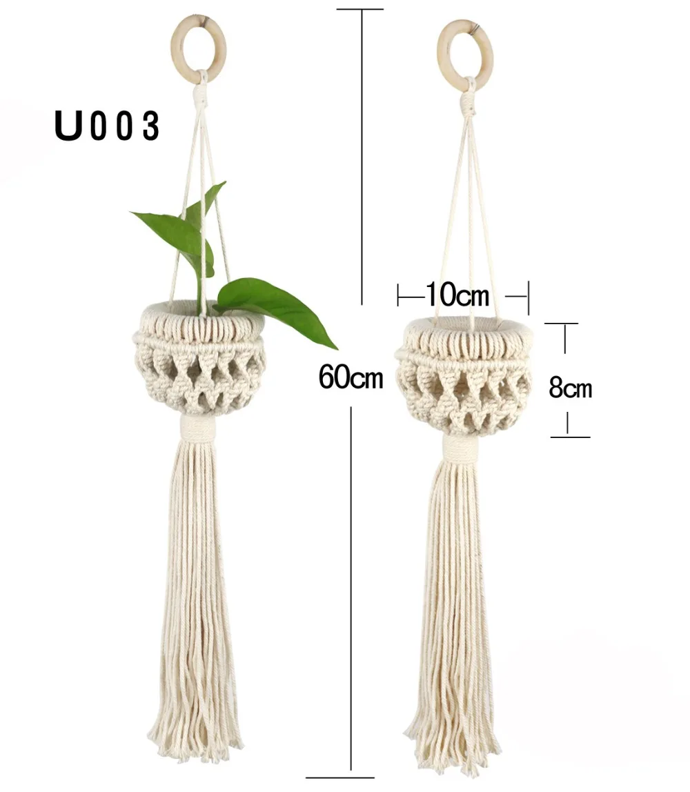 Тканая хлопчатобумажная веревка горшок держатель подвеска для растений из макраме Настенное подвесное Кашпо Корзина