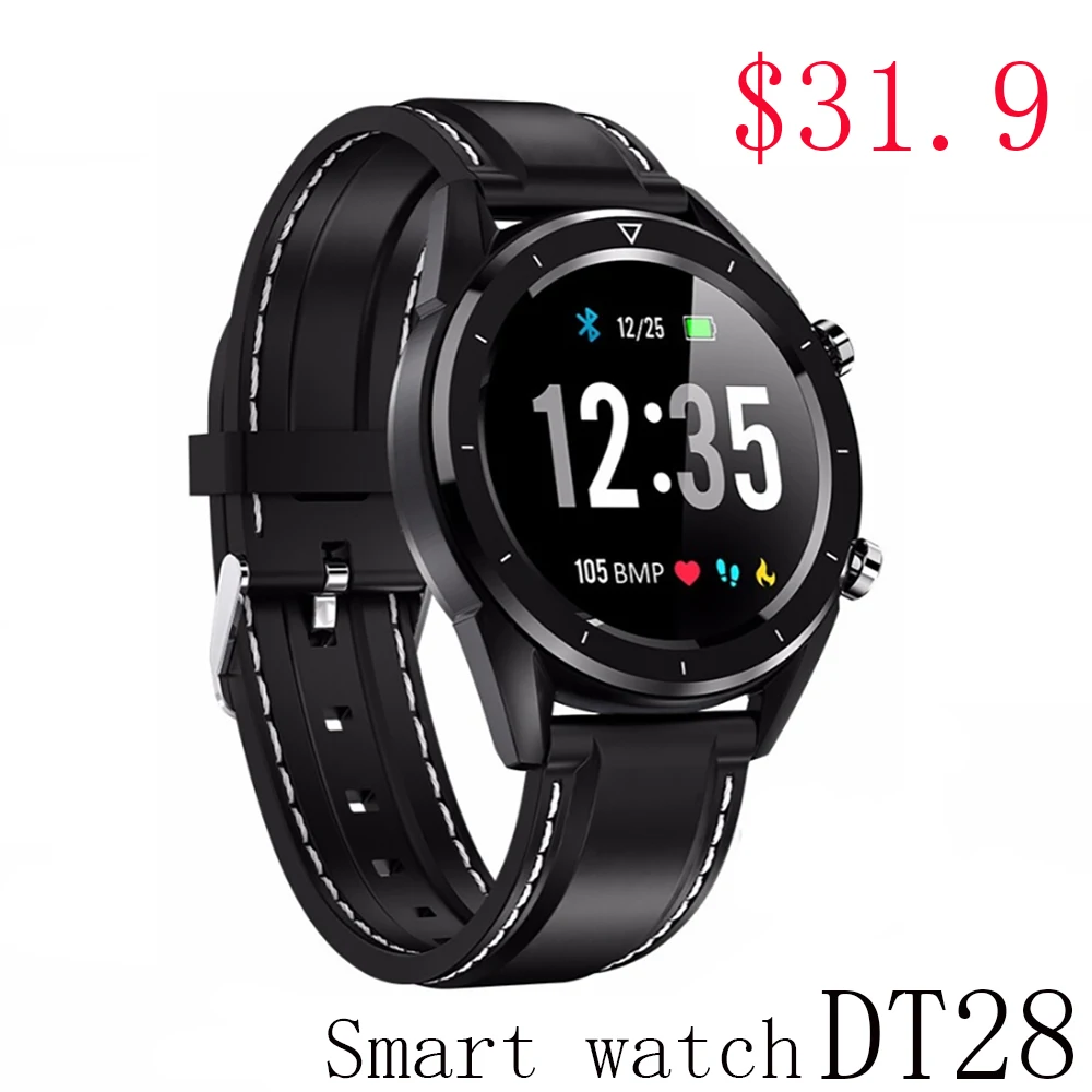 

DT28 Smart fitness Watch Color Screen Step Ecg Heart Rate Blood Oxygen Movement Track Leather/Steel Strap Smart Bracelet