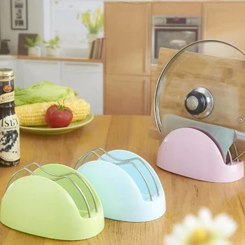 

Kitchen Organizer Pot Lid Rack Plastic Spoon Holder Pot Lid Shelf Cooking Dish Rack Pan Cover Stand Kitchen Accessories