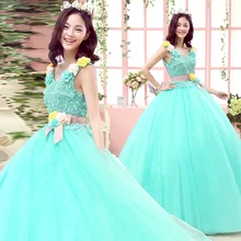 Romantic Quinceanera dresses New Appliques Flowers Ball Gown Scoop Neck Sleeveless Party Prom Formal Tulle Robe De Soiree