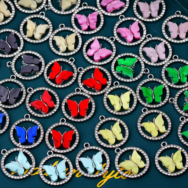 Серебряный Цвет 20X20mm круглый со стразами Стразы рамка Фул акриловые