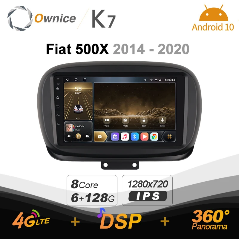 Автомобильный радиоприемник Ownice K7 6G + 128G для Fiat 500X 2014 - 2020 android 10 0 BT 5 с поддержкой
