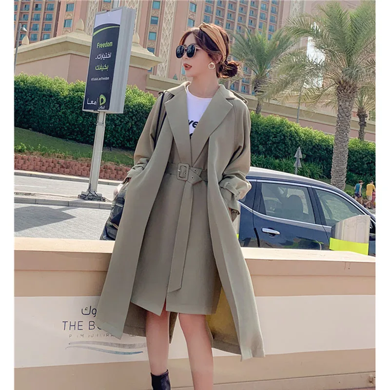 Windbreaker Female 2020 Spring British Fake Two Pieces Irregular Long Trench Coat For Women Leisure Chic With Belt Overcoats W41 Windbreaker Female 2020 Spring British Fake Two Pieces Irregular Long Trench Coat For Women Leisure Chic With Belt Overcoats W41