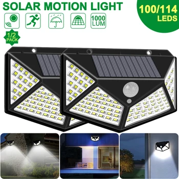 

100 LED Solar Light Outdoor Solar Lamp Powered Sunlight 3 Modes PIR Motion Sensor for Garden Decoration Wall Street