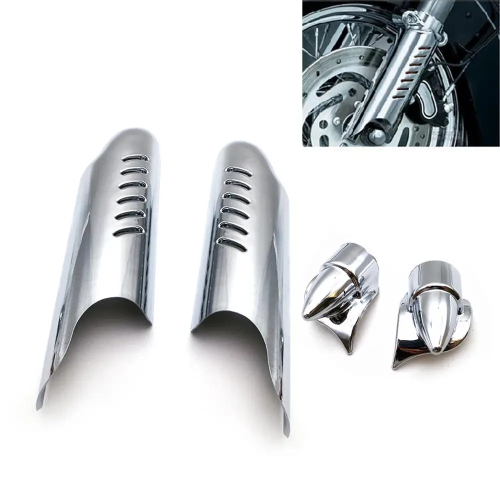 Хром ABS Нижняя вилка ноги отражающая защитная обложка для Harley Electra Street Glide Road King 2000-2010 2011 2012 2013