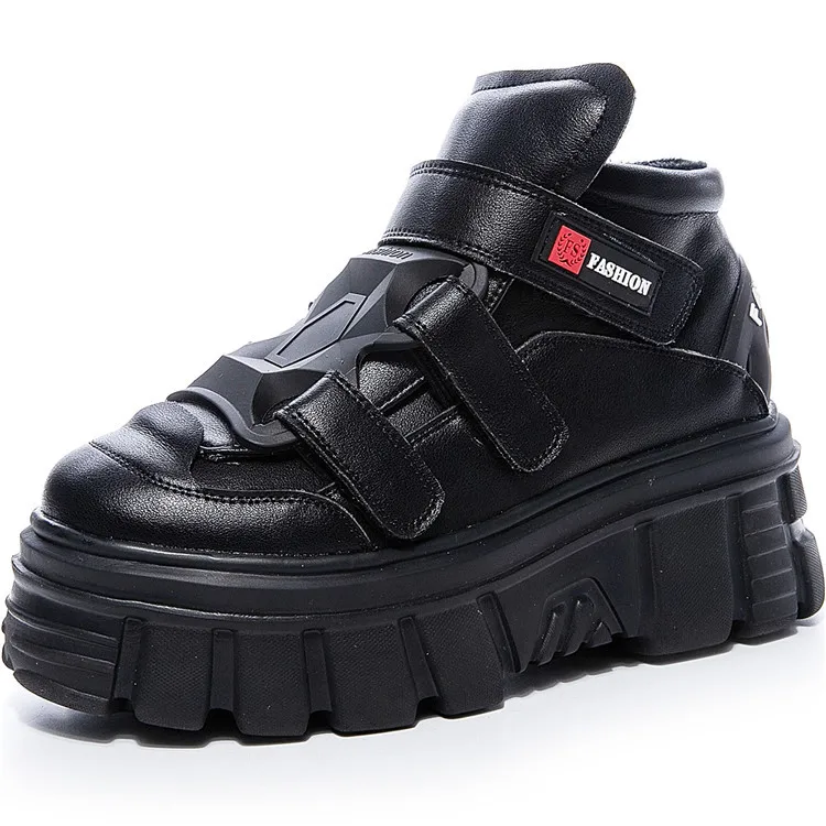 Thin Black Jookrrix; коллекция года; женские брендовые кроссовки из натуральной кожи на массивном каблуке; Женская удобная повседневная обувь на танкетке с толстой подошвой - Цвет: Thin Black