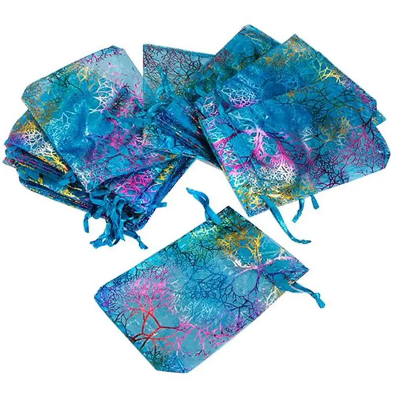 HOT-100pcs 10x15 см мешочек для украшений из органзы Свадебная вечеринка любимые подарочные пакеты(100 шт