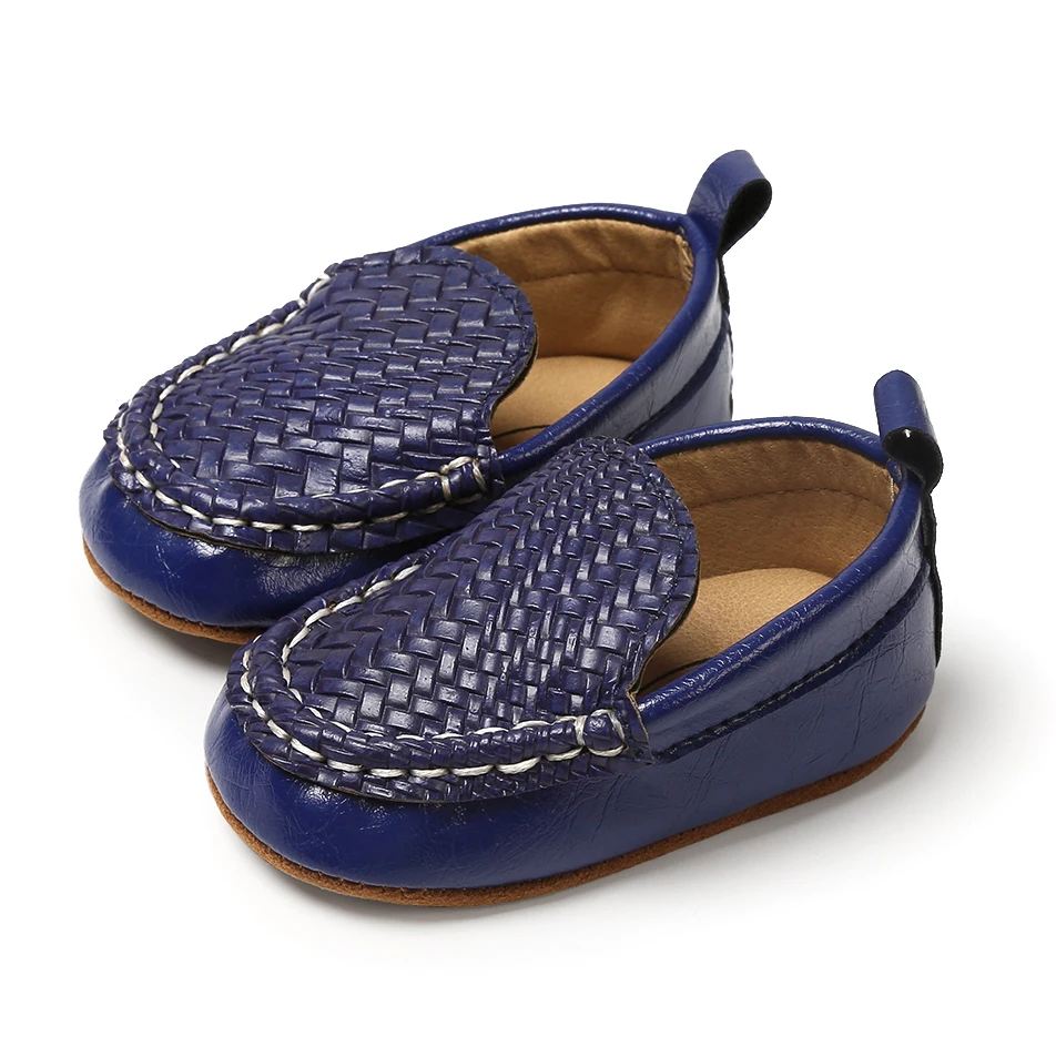 Детская обувь для маленьких мальчиков и девочек 0-18 месяцев; повседневные лоферы; обувь на плоской подошве; Повседневная прогулочная обувь; обувь в горошек - Цвет: Синий
