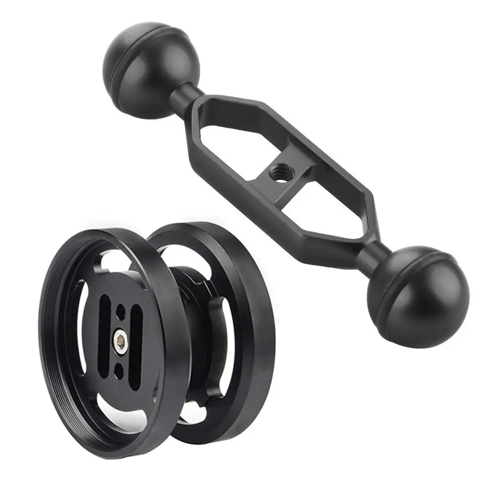with 5inch arm black Алюминий двойной 67 мм Макро/Широкий формат объектива подставка держатель с 5/7/9/11 дюймов нетонущий браслет на руку для подводной съемки DSLR фотокамера - Цвет: with 5inch arm black