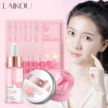 Sakura Face Care Set Deep Cleansing Sakura Mud Mask & cherry blossom Face Serum, Sleeping Mask Cream For Blackhead And Oily Skin